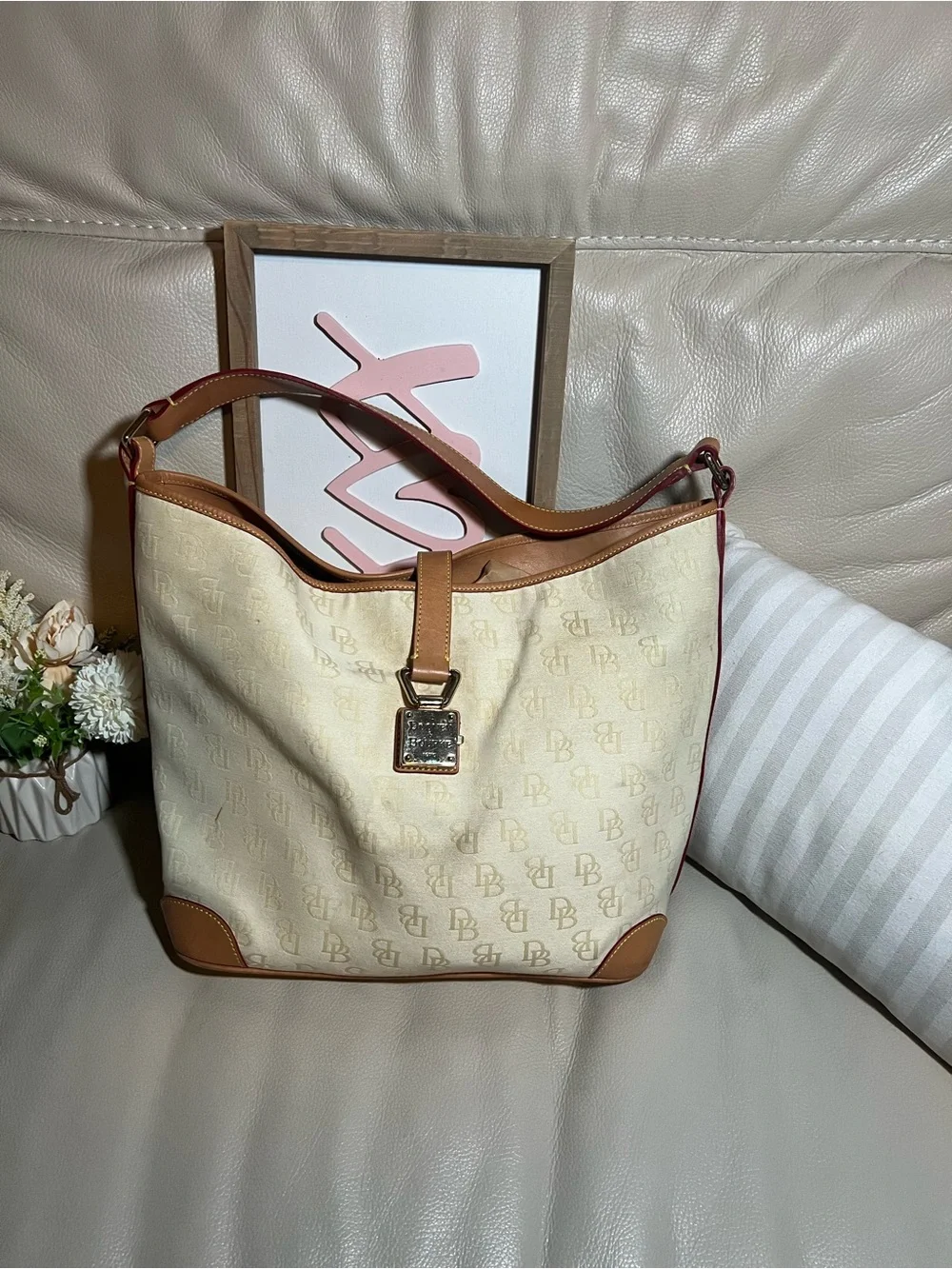 Vintage Dooney & Bourke Monogram Hobo Buckle Bag